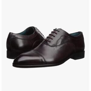 Ted Baker Leather Cap Toe Oxford Shoes Mens Size 10 Burgundy Dark Red Brogue